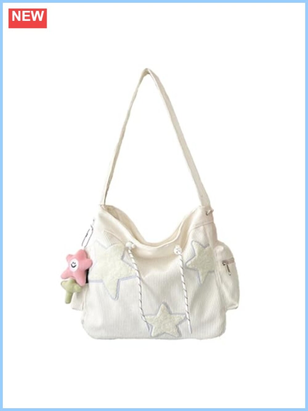 Corduroy Crossbody Hobo Tote Bag Large Capacity Zip Messenger Shoulder Bag